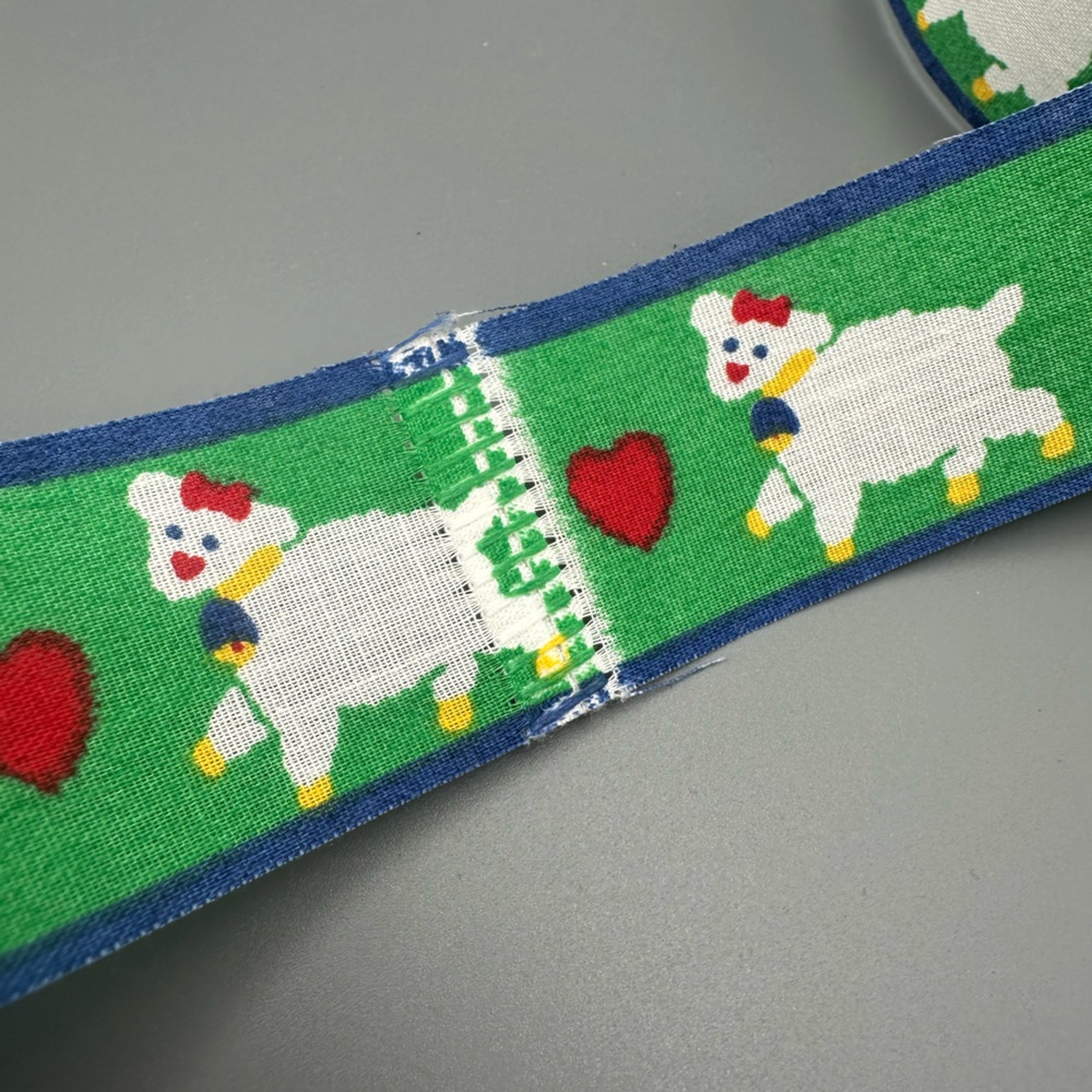 VTG Offray Cotton Blend Ribbon Lambs & Hearts for Easter, Spring, Baby Crafts - Picture 9 of 10